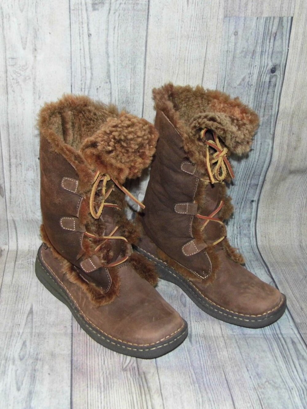 BORN Nome Brown Shearling Boots Womens Size 9
